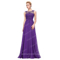 Grace Karin New Arrival Sleeveless V-Back Purple Chiffon Plus Size Prom Dress CL007555-2
